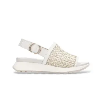 per donna RHV264757 Sandali Marrakech in pelle bianco sporco (36), 3 a 5cm, Fibbia, Casual