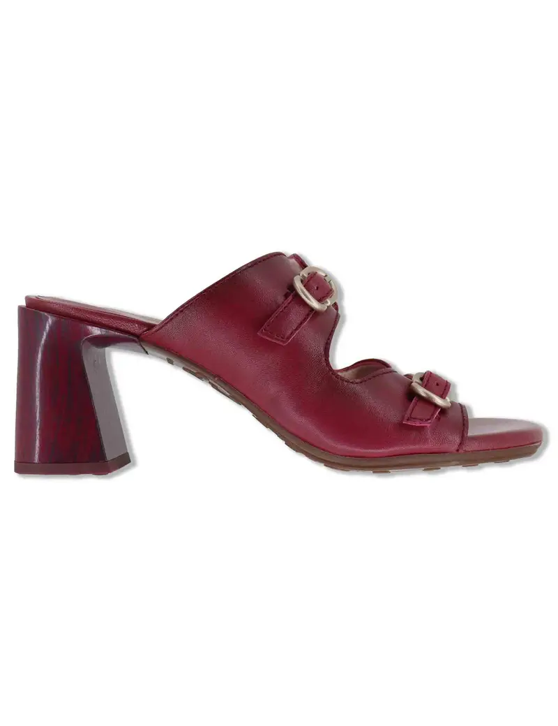 Sandali in pelle bordeaux con doppia fascia Donna HV264803 CEREZA