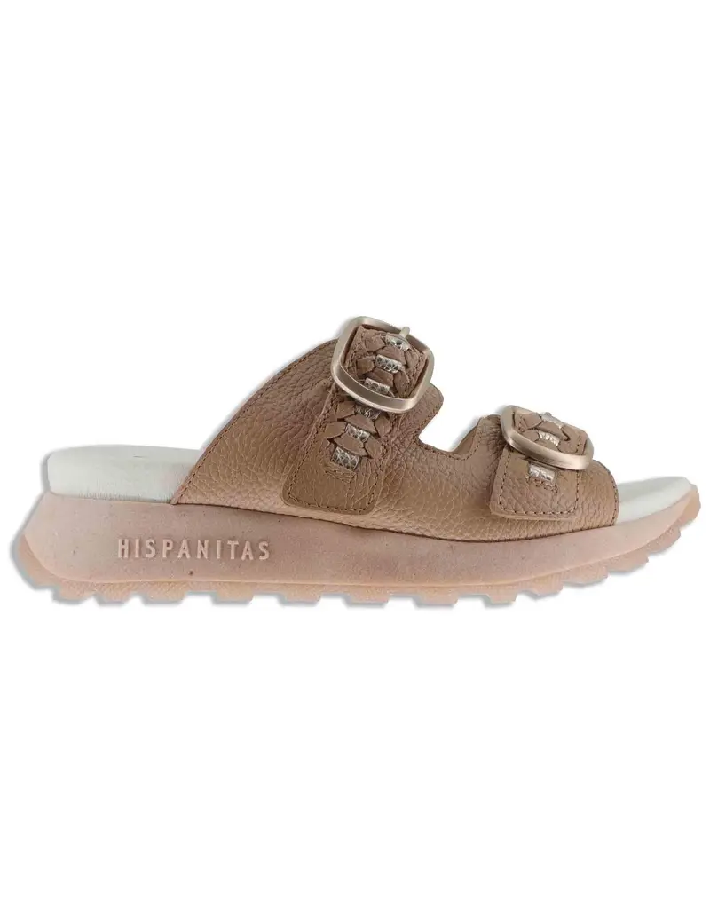Sandali in pelle taupe con doppia fascia Donna HV264783 ALMOND