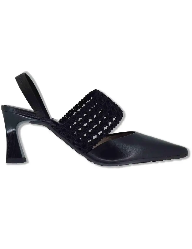 Slingback in pelle nera con tacco alto e cinturino Donna HV264779 BLACK