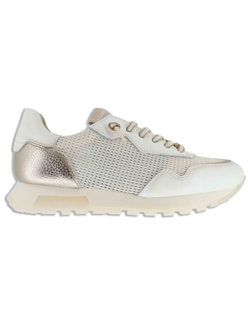 Sneakers in pelle e tessuto off white Donna HV264825 PANNA