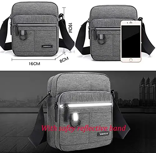 Hjkiopc Borsa a tracolla Uomo Grigio 3169077 miniatura 2