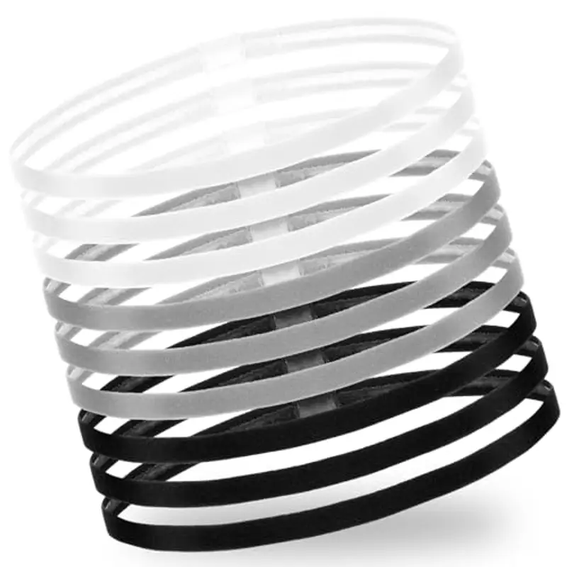 HJZHII 9 fasce elastiche per capelli, sportive, sottili, da donna, nere, per sport, bambini, antiscivolo, per yoga,