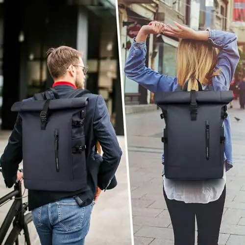 hk Zaino Rolltop 23L Impermeabile per Laptop da 15, 6 Pollici con Porta USB, Zaino Antifurto Leggero per Uomini e Donne miniatura 2