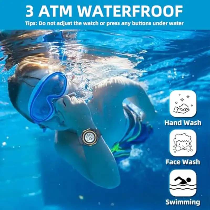 HMJIA Orologio Bambino Ragazzo 3ATM Impermeabile Orologio Digitale Bambino da Polso Sportivo con Sveglia Cronometro miniatura 3