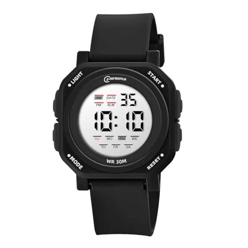 HMJIA Orologio Bambino Ragazzo 3ATM Impermeabile Orologio Digitale Bambino da Polso Sportivo con Sveglia Cronometro Luce LED Data Orologio BambinI per Ragazzi Adolescenti (Nero)