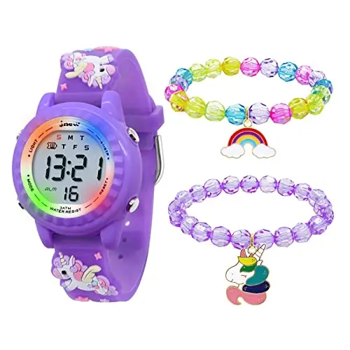 HMJIA Orologio da polso 3D, per bambini, ragazzi e ragazze, impermeabile fino a 3 ATM, con sveglia/data/cronometro/LED