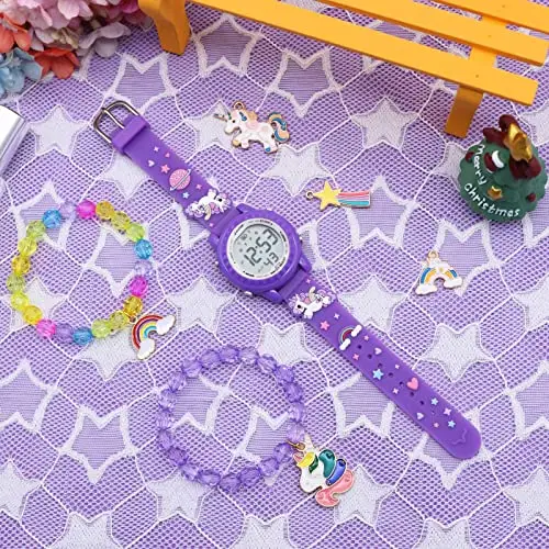 HMJIA Orologio da polso 3D, per bambini, ragazzi e ragazze, impermeabile fino a 3 ATM, con sveglia/data/cronometro/LED miniatura 3