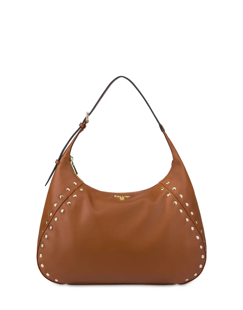 Hobo Bag con borchie Nina CUOIO, one_size, Pollini