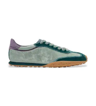 per donna 12661013 Sneakers in pelle di velluto verde (40), Basso, Stringhe, Casual