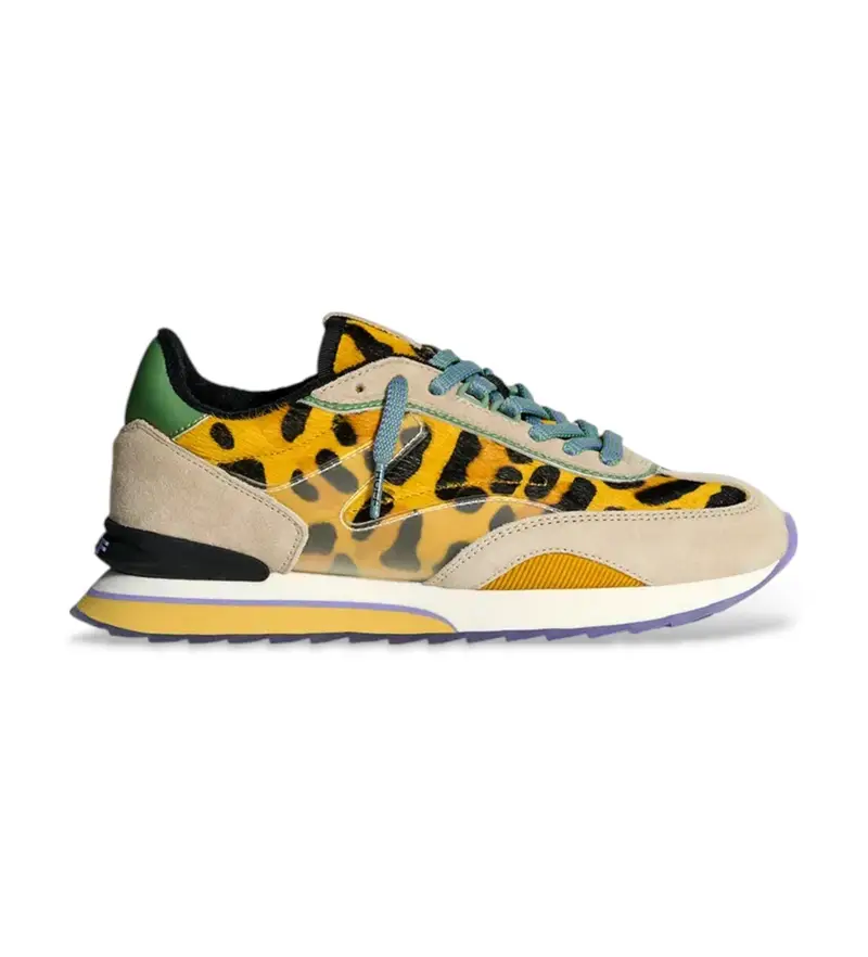 per donna. 22503003 Sneakers in pelle con stampa animalier artistica (42), Basso, Stringhe, Casual, Animal Print
