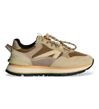 per donna 22558006 Sneakers beige da città fuoristrada (40), Pelle, Marrone, Basso, Stringhe, Casual