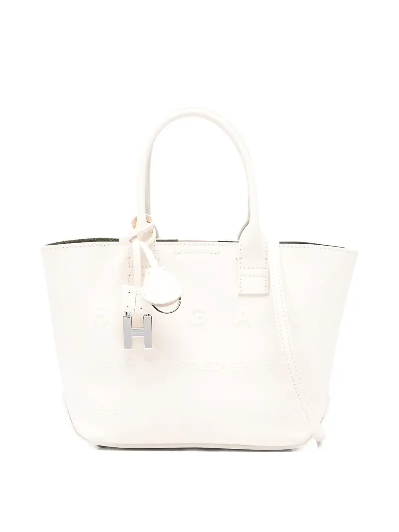 Mini borsa tote in pelle Bianco