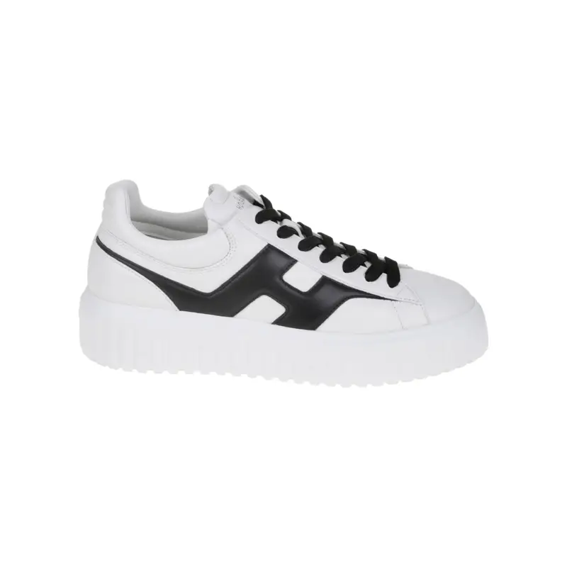 scarpe h-stripes uomo in nappa bianca e nera