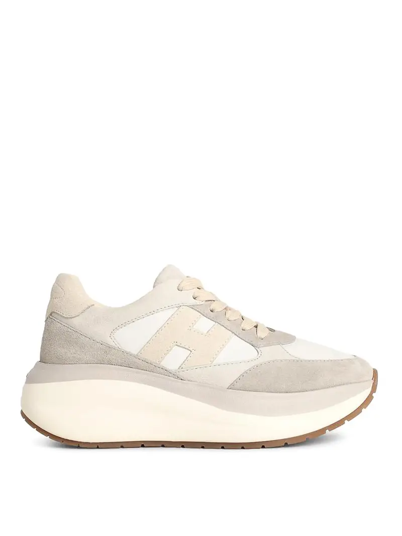 Scneaker robuste in pelle grigia Bianco