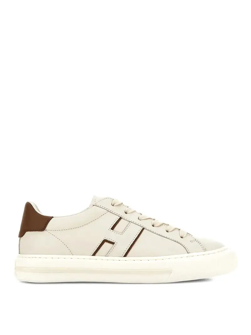 Sneaker in pelle liscia H691 Beige