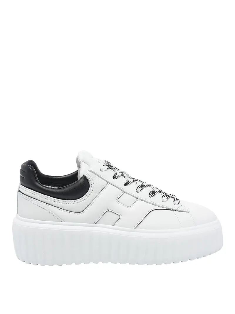Sneakers con plateau e strisce ad H Bianco