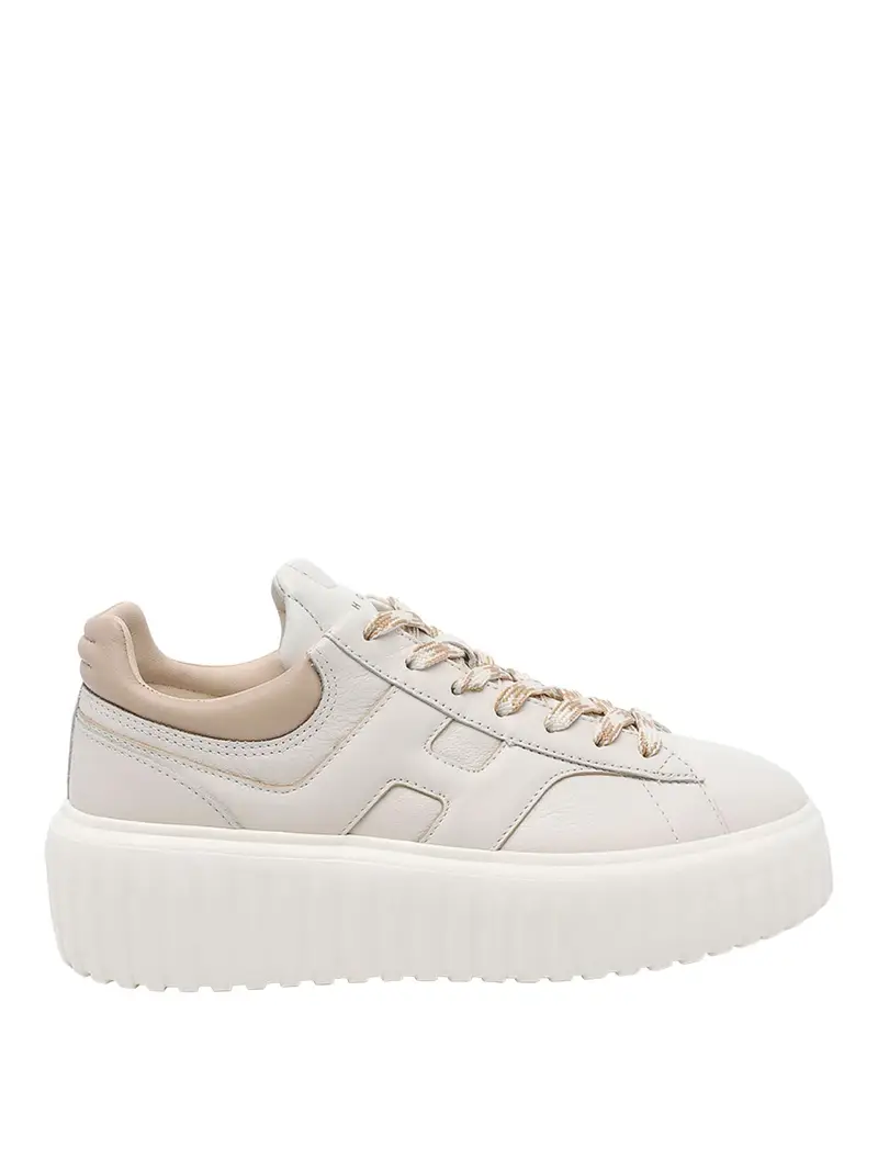 Sneakers con strisce ad H Beige