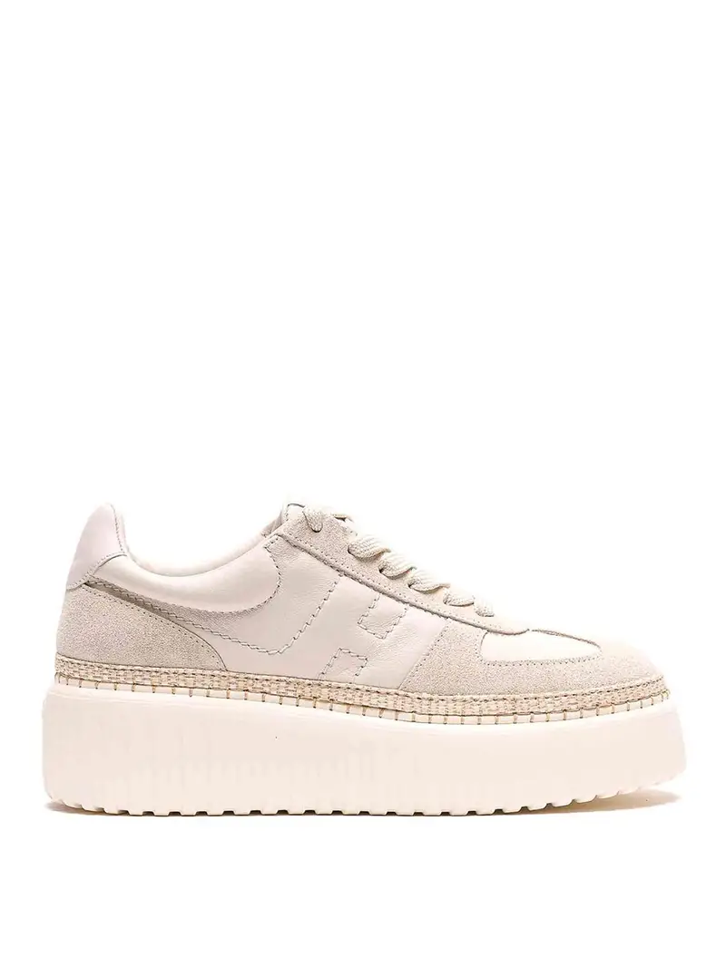 Sneakers con strisce ad H Beige
