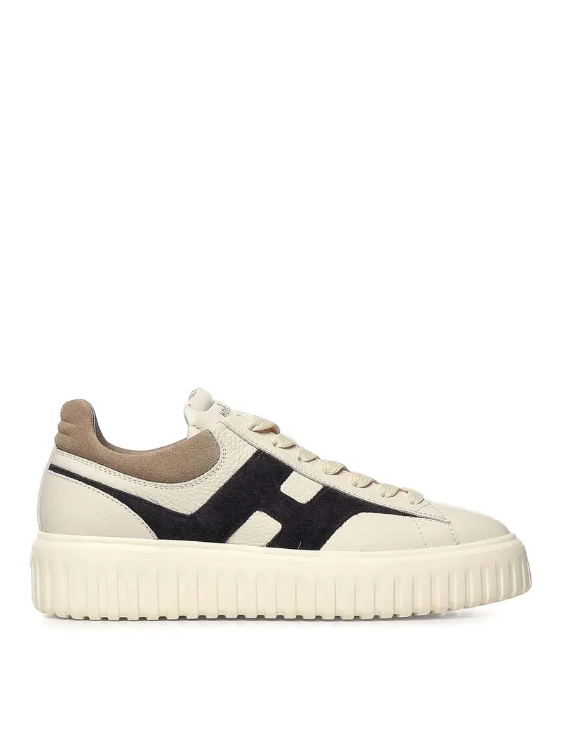 Sneakers con strisce ad H Beige