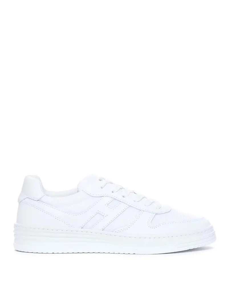 Sneakers h bianche con logo laterale Bianco