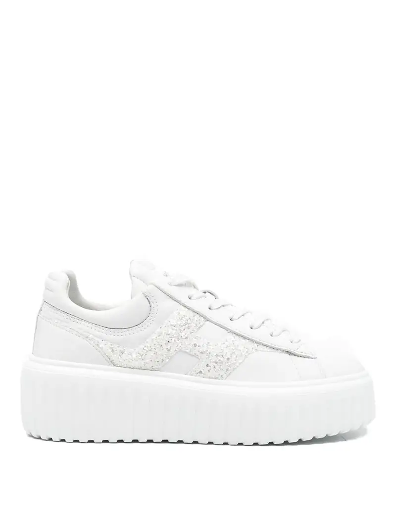 Sneakers in pelle con strisce H Bianco