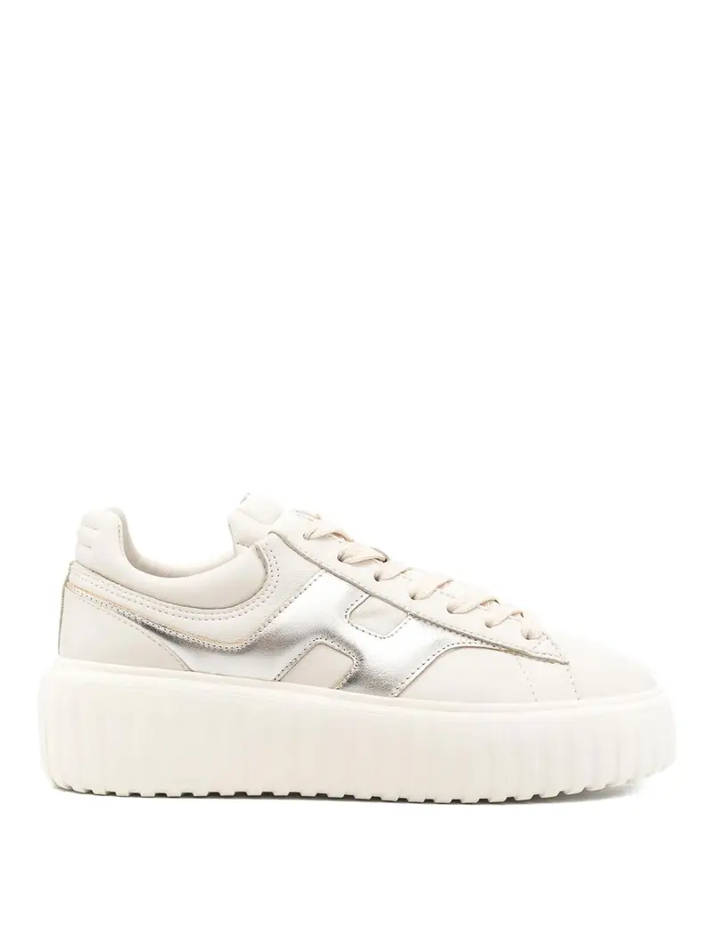 Sneakers in pelle con strisce H Grigio