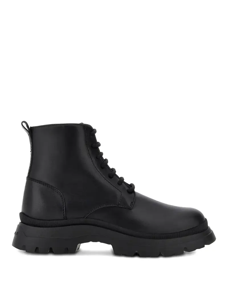 Stivali in pelle allacciati H692 con zip Beige