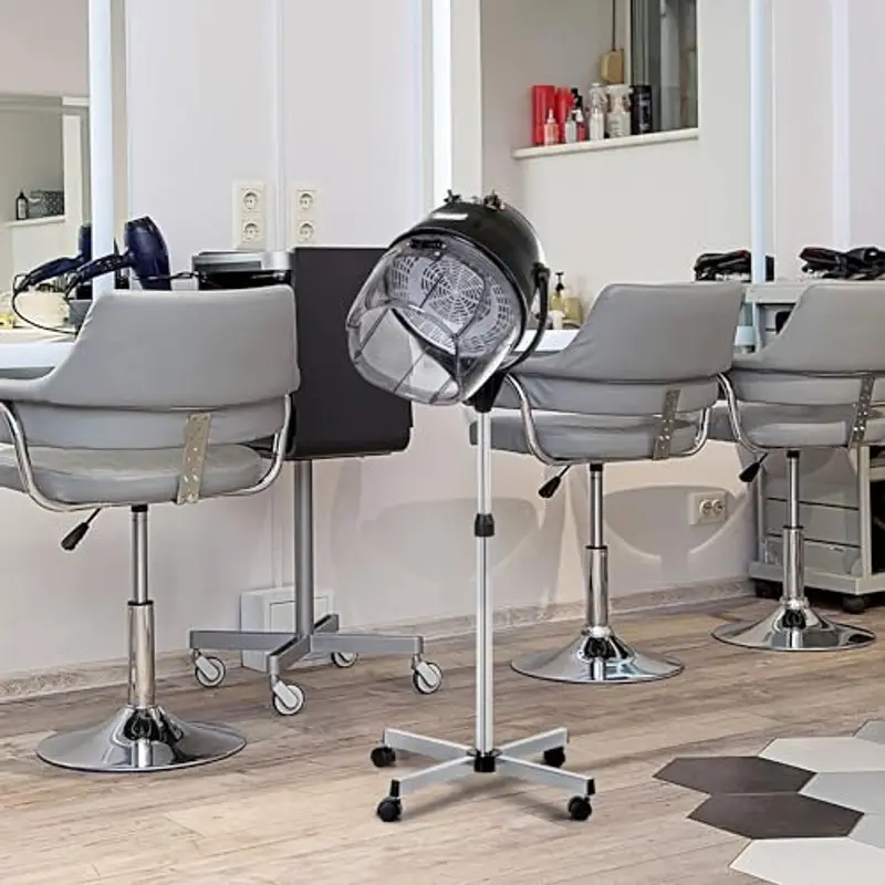 HOMCOM Casco Asciugacapelli 1180W ad Altezza Regolabile, Casco per Capelli con Timer 60 Minuti e Ruote Girevoli, in PP, PC e Acciaio, 65x65x115-165 cm, Nero miniatura 2