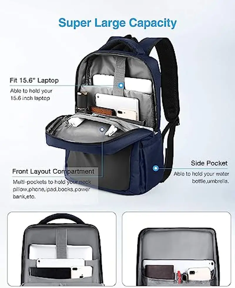 HOMIEE Lb1503 - Zaino unisex (confezione da 1), 15 pollici - blu, 15 pouces / 17 pouces, Classico miniatura 3