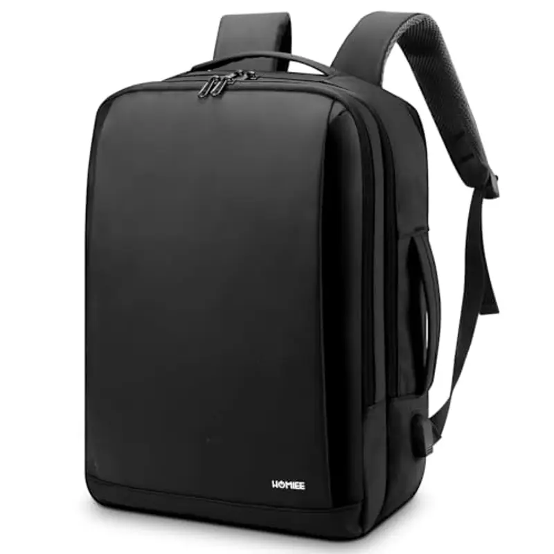 HOMIEE Zaino Porta PC Uomo Espandibile Zaini Viaggio per Laptop con USB Impermeabile Zainetto Sportivo Borsa da Computer Notebook per Lavoro Ufficio Sport Università Scuola