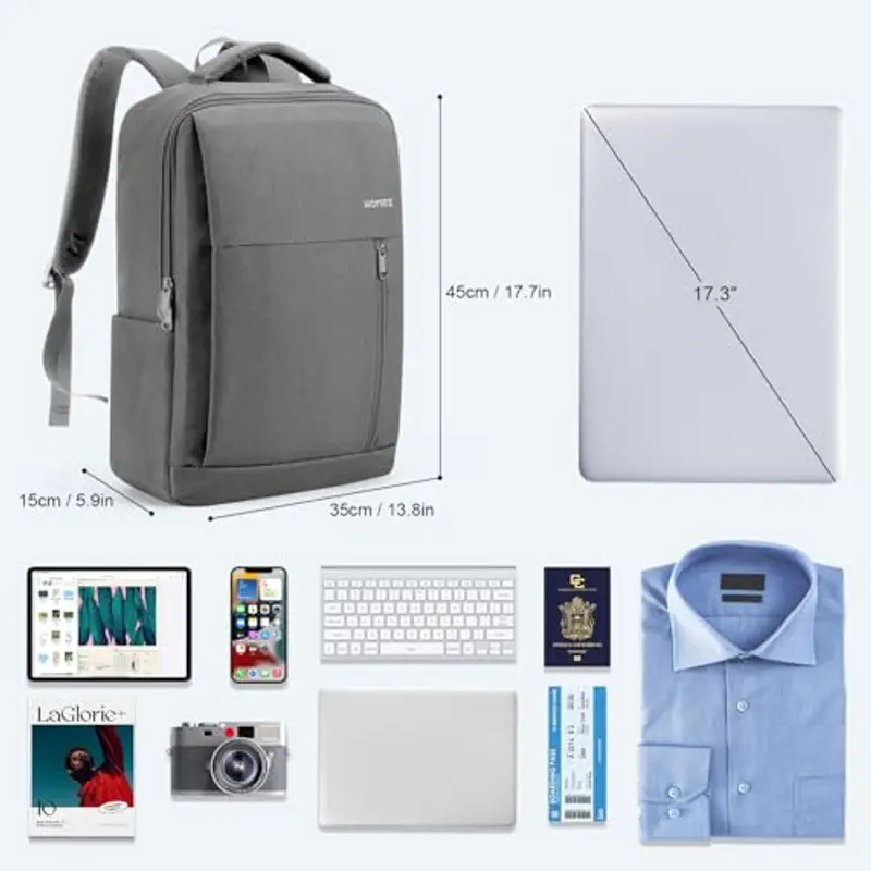 HOMIEE Zaino Uomo Lavoro 15.6 17.3 Pollici Zaini Porta PC per Laptop Computer Notebook Portatile con Caricatore USB miniatura 2