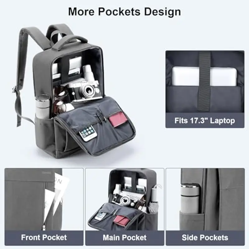 HOMIEE Zaino Uomo Lavoro 15.6 17.3 Pollici Zaini Porta PC per Laptop Computer Notebook Portatile con Caricatore USB miniatura 3