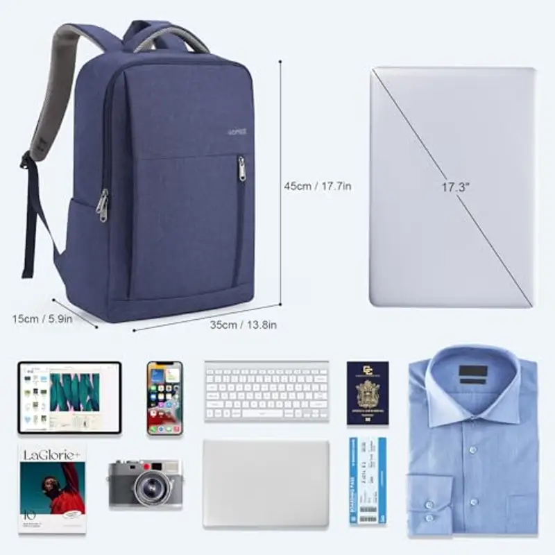 HOMIEE Zaino Uomo Lavoro 15.6 17.3 Pollici Zaini Porta PC per Laptop Computer Notebook Portatile con Caricatore USB Zainetto Scuola Borsa per Viaggio Ufficio Università Unisex miniatura 3