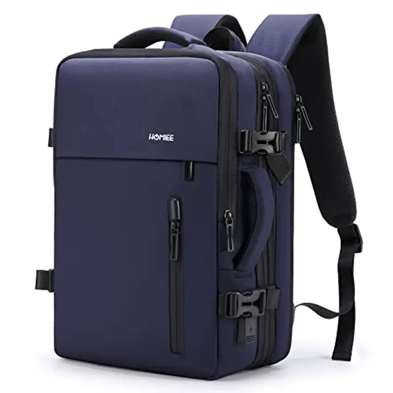 HOMIEE Zaino Uomo Viaggio Aereo 40L Antifurto Impermeabile Con USB - Per Laptop, Lavoro, College, Università, Scuola, Viaggi - Unisex