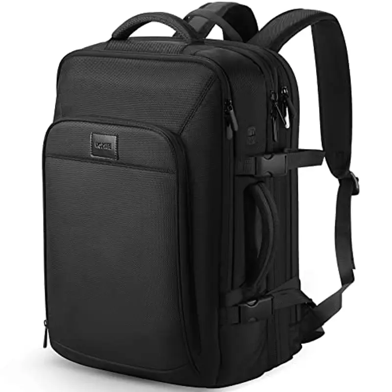 HOMIEE Zaino Viaggio Uomo 50L Zaino Aereo Valigia Bagaglio a Mano Borse Cabina Zaini Port PC 18 Pollici Espandibile Impermeabile Zainetto per Laptop Università Lavoro d'affari (Nero)