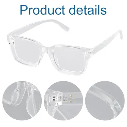 Homirty Occhiali Luce Blu Uomo e Donna, Montatura per Occhiali con Lenti Trasparenti, Cornice Quadrata, Montature per miniatura 3