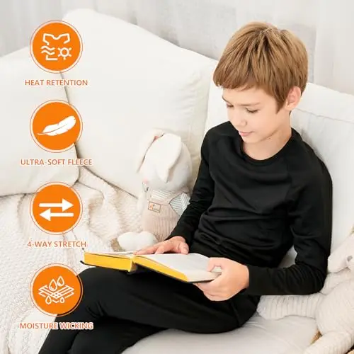 Homord Intimo Termico Bambino, Manica Lunga Maglia Termica e Pantaloni Intima Termica Bambina Calcio Sci - Completo miniatura 2