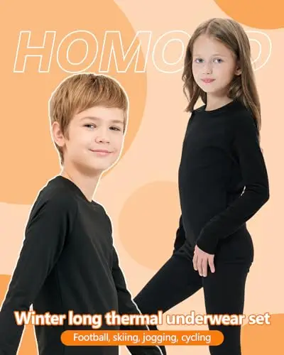 Homord Intimo Termico Bambino, Manica Lunga Maglia Termica e Pantaloni Intima Termica Bambina Calcio Sci - Completo miniatura 3