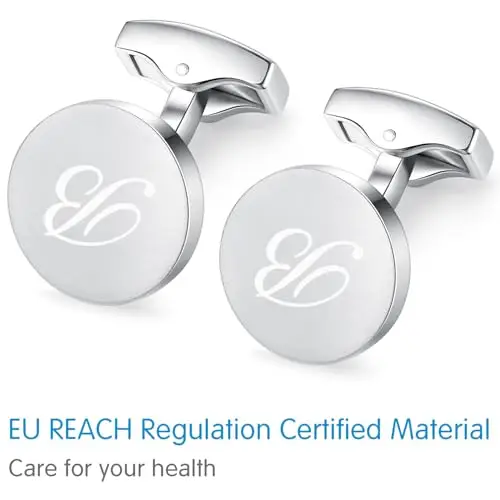 HONEY BEAR Gemelli Uomo con Iniziali Alfabeto Lettera per Camicia per Matrimonio Commercio Regalo, Argento miniatura 2