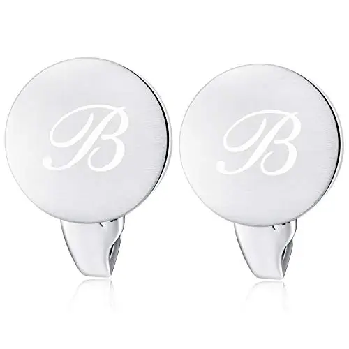 HONEY BEAR Gemelli Uomo con Iniziali Alfabeto Lettera per Camicia per Matrimonio Commercio Regalo, Argento miniatura 3