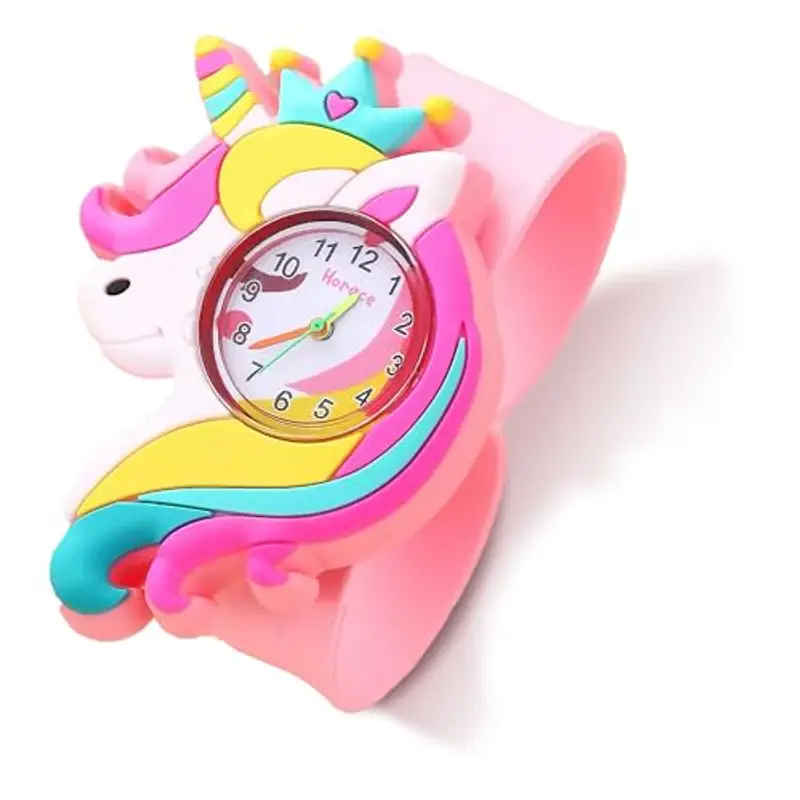HORACE for Kids - Orologio per bambini e bambine, simpatici animali colorati, cinturino regolabile e pieghevole, batteria di ricambio (L'Unicorno)