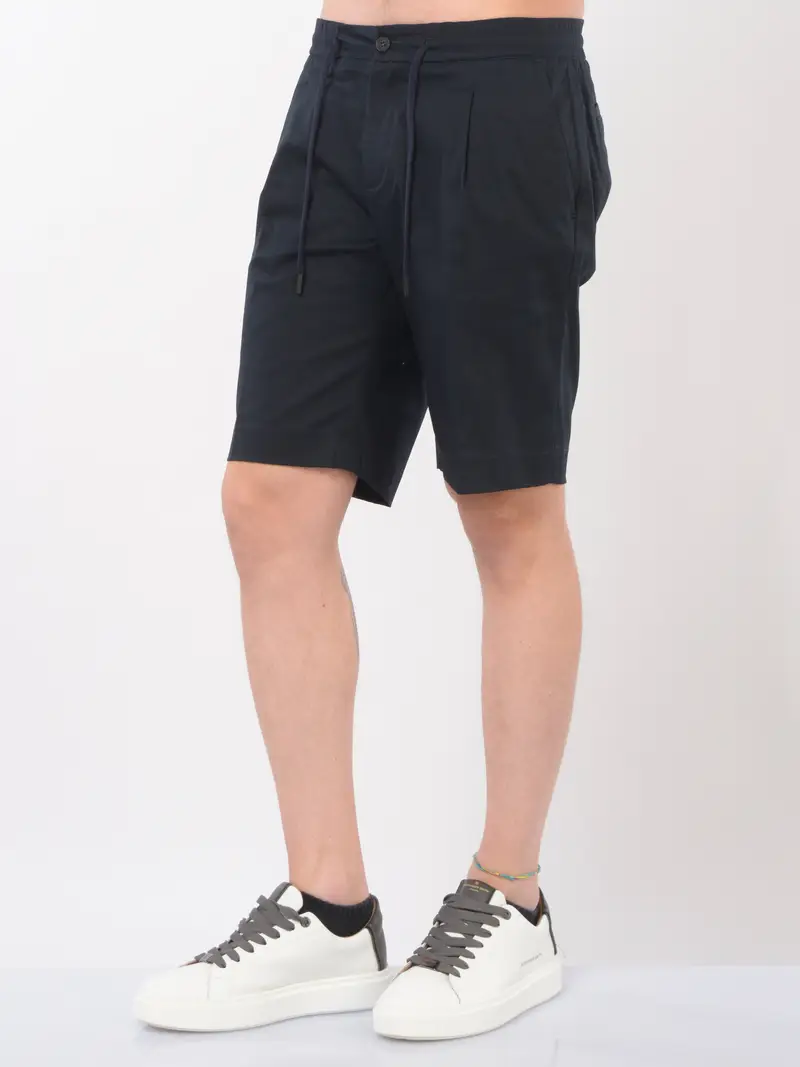bermuda da uomo Hosio chino con elastico e coulisse Blu