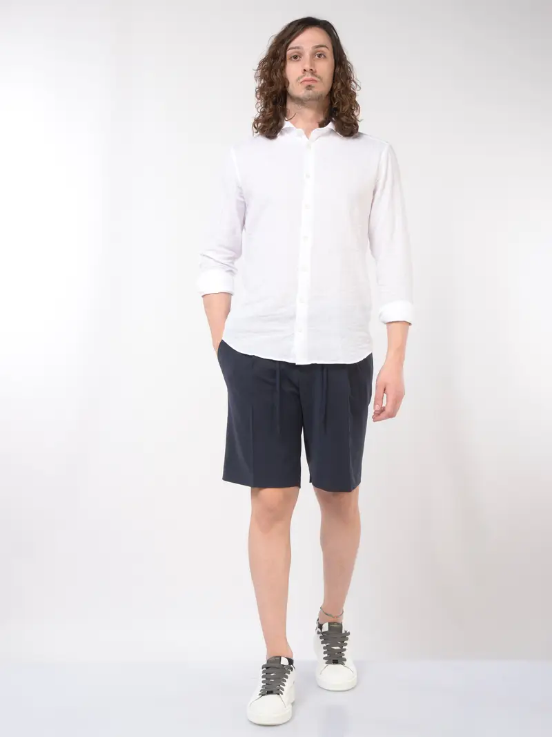 bermuda da uomo Hosio chino in fresco lana Blu miniatura 2