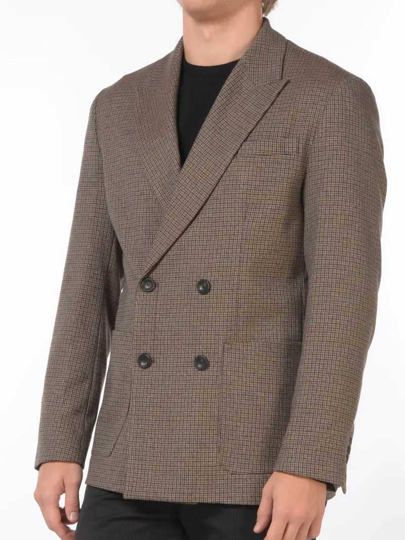 giacca da uomo Hosio doppiopetto a quadri MARRON