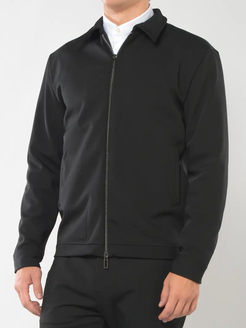 giubbino da uomo Hosio in materiale tecnico collo a camicia NERO