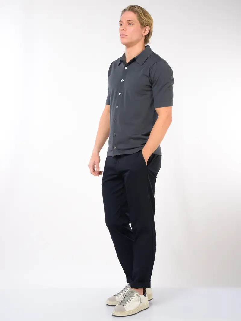 maglia da uomo Hosio a manica corta con bottoni Grigio miniatura 2