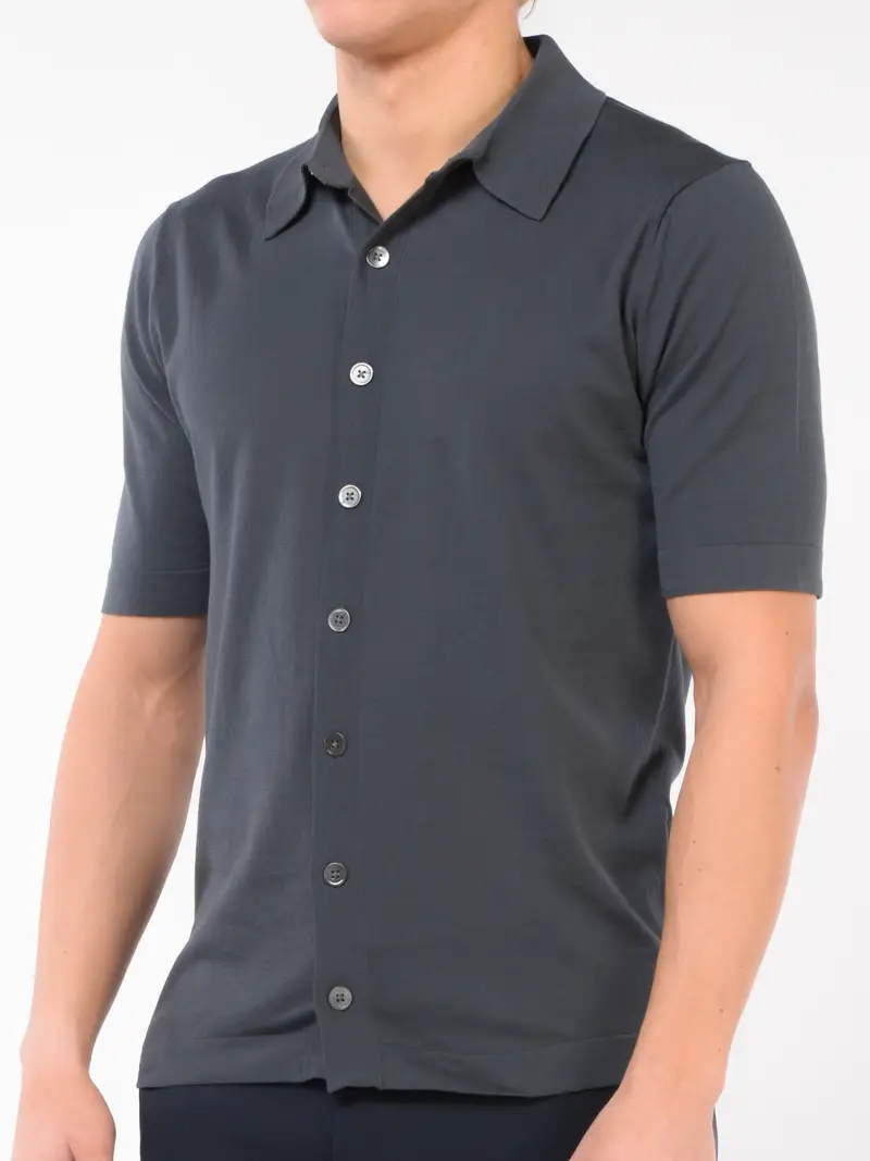 maglia da uomo Hosio a manica corta con bottoni Grigio