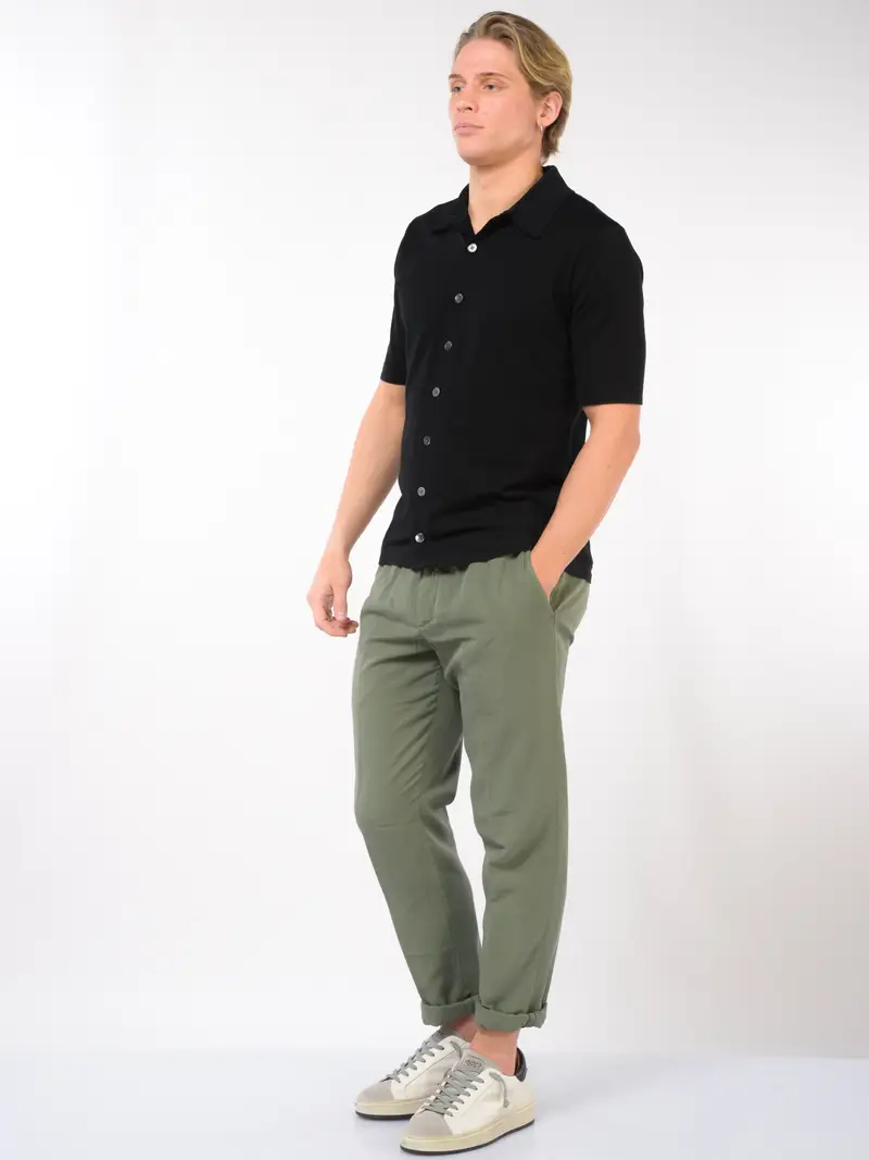 maglia da uomo Hosio a manica corta con bottoni NERO miniatura 2