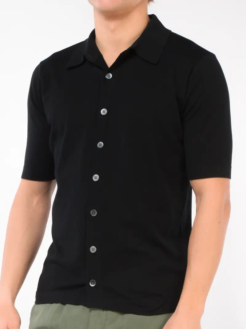 maglia da uomo Hosio a manica corta con bottoni NERO